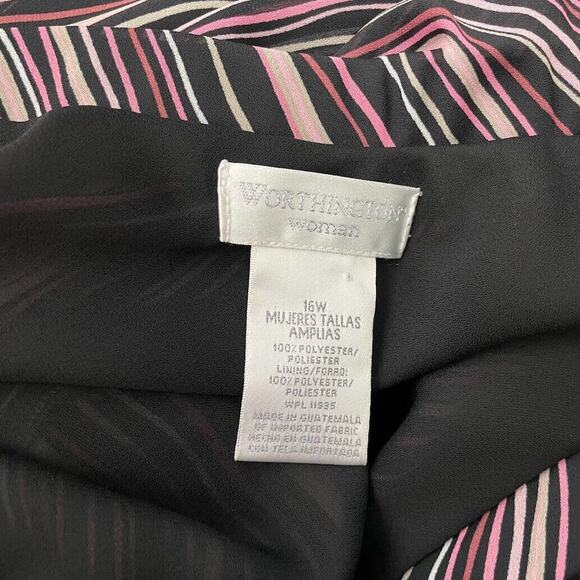 Worthington Woman Plus Size 16W Pink Diagonal Striped Y2K Skirt Asymmetrical - Picture 5 of 9